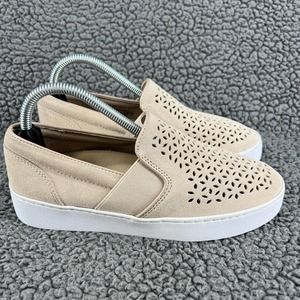 Vionic Shoes Womens 5 Tan White Kani Slip On Suede Casual Sneakers Ladies
